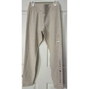 NEW Tommy Hilfiger Womens Athletic Mid Rise Logo Lightweight Cotton Leggings